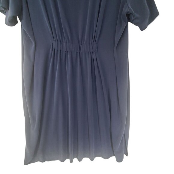 34. H by HALSTON Ruched Waist 3/4 Sleeve Knit Midi Dress NAVY blue 3X Office - Picture 2 of 7